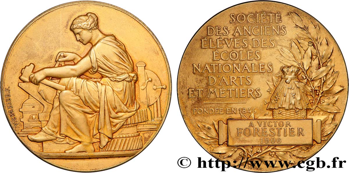 TERCERA REPUBLICA FRANCESA Médaille, Société des anciens élèves des écoles nationales d’Arts et Métiers EBC