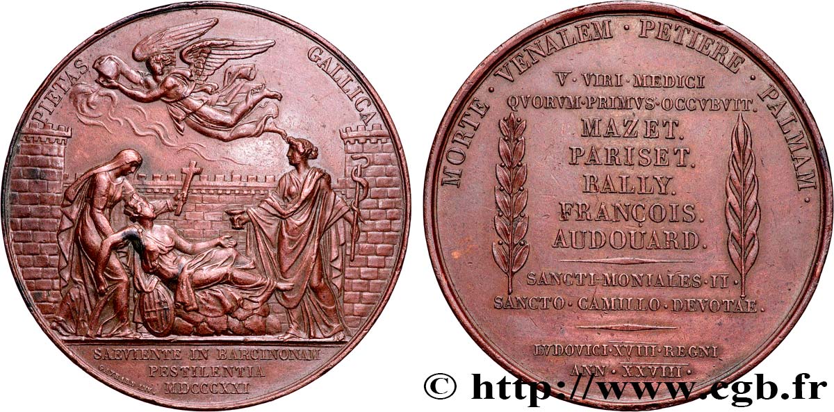 ESPAGNE - ROYAUME D ESPAGNE - FERDINAND VII Médaille, Epidémie de Barcelone TTB