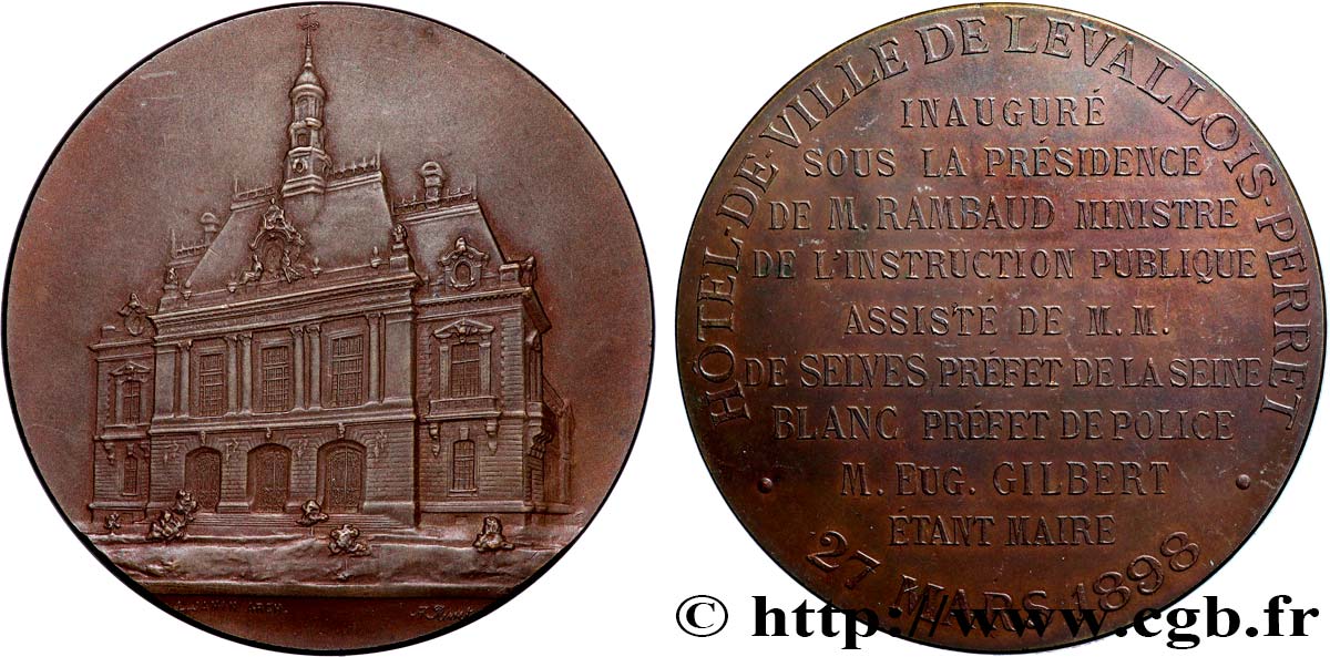 TERCERA REPUBLICA FRANCESA Médaille, Inauguration de l’Hôtel de ville MBC+