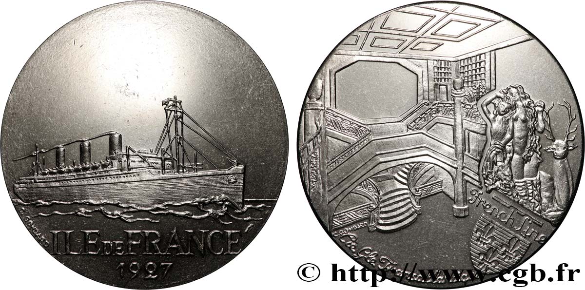 CINQUIÈME RÉPUBLIQUE Médaille, Paquebot Ile de France TTB+