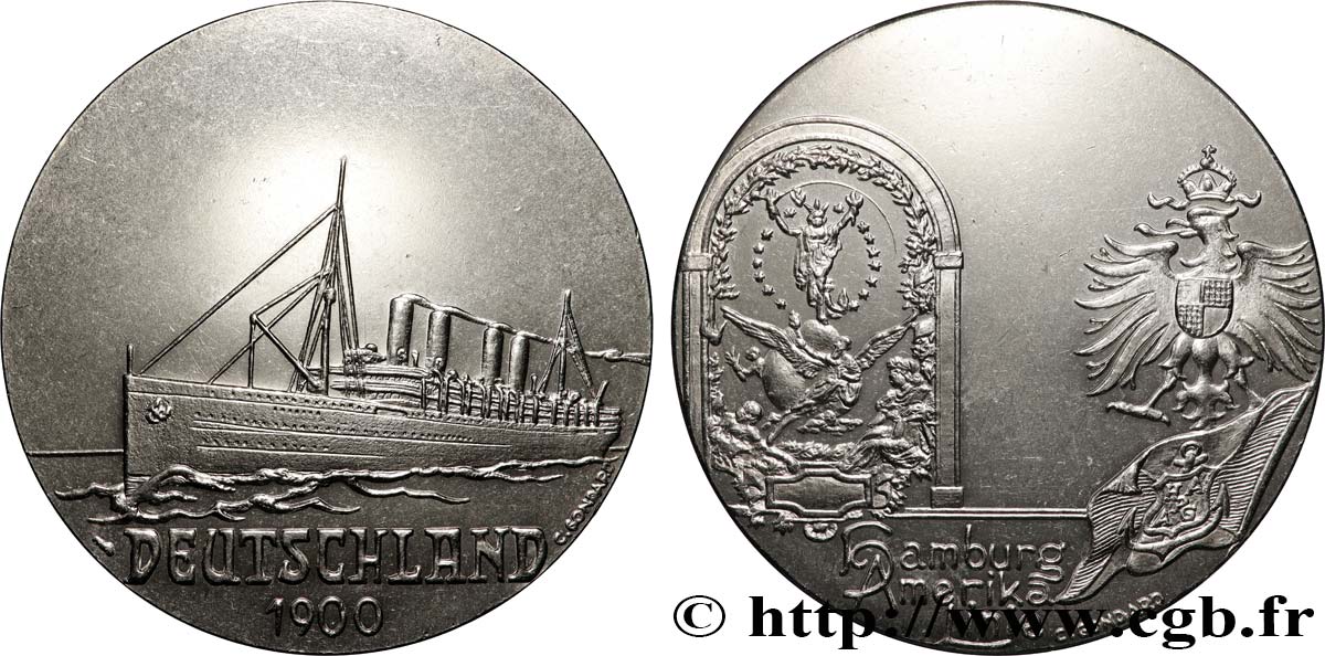 CINQUIÈME RÉPUBLIQUE Médaille, Paquebot Deutschland TTB+