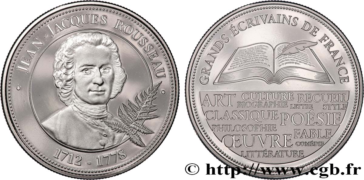 LITTÉRATURE : ÉCRIVAINS/ÉCRIVAINES - POÈTES Médaille, Jean-Jacques Rousseau SPL