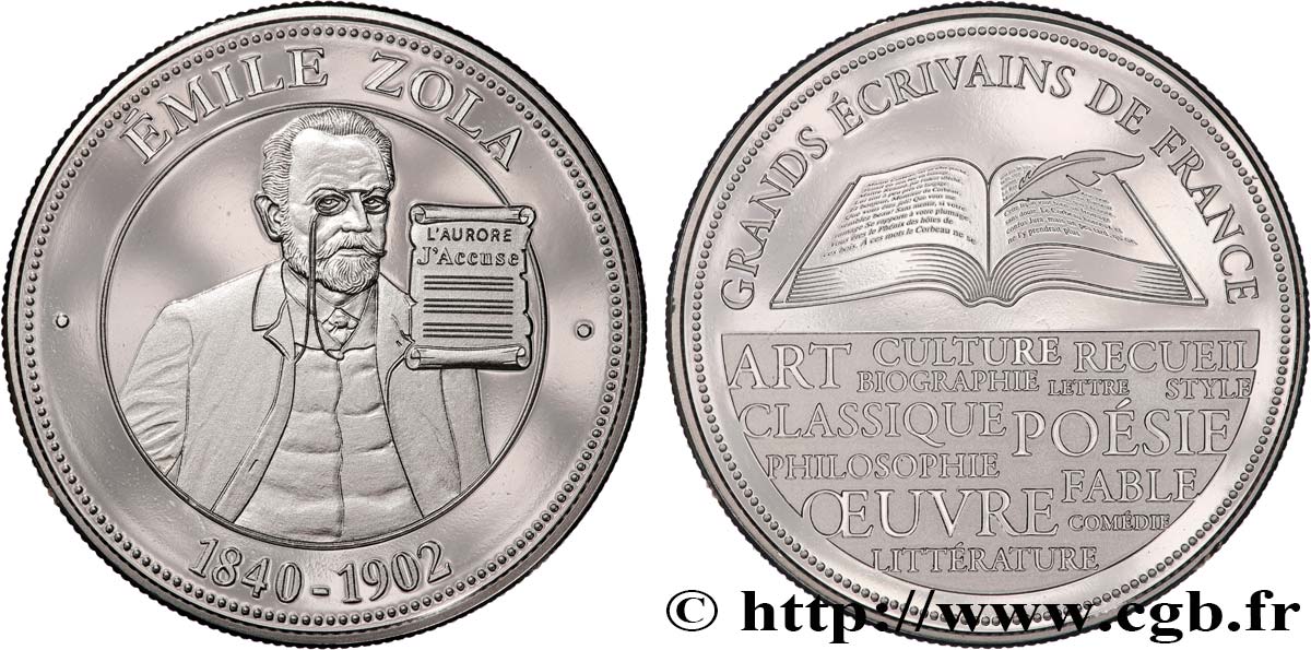 LITTÉRATURE : ÉCRIVAINS/ÉCRIVAINES - POÈTES Médaille, Emile Zola SPL
