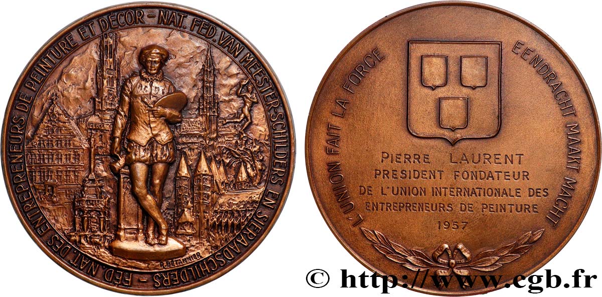 BELGIQUE Médaille, Fédération nationale des entrepreneurs de peinture et décor SUP/TTB