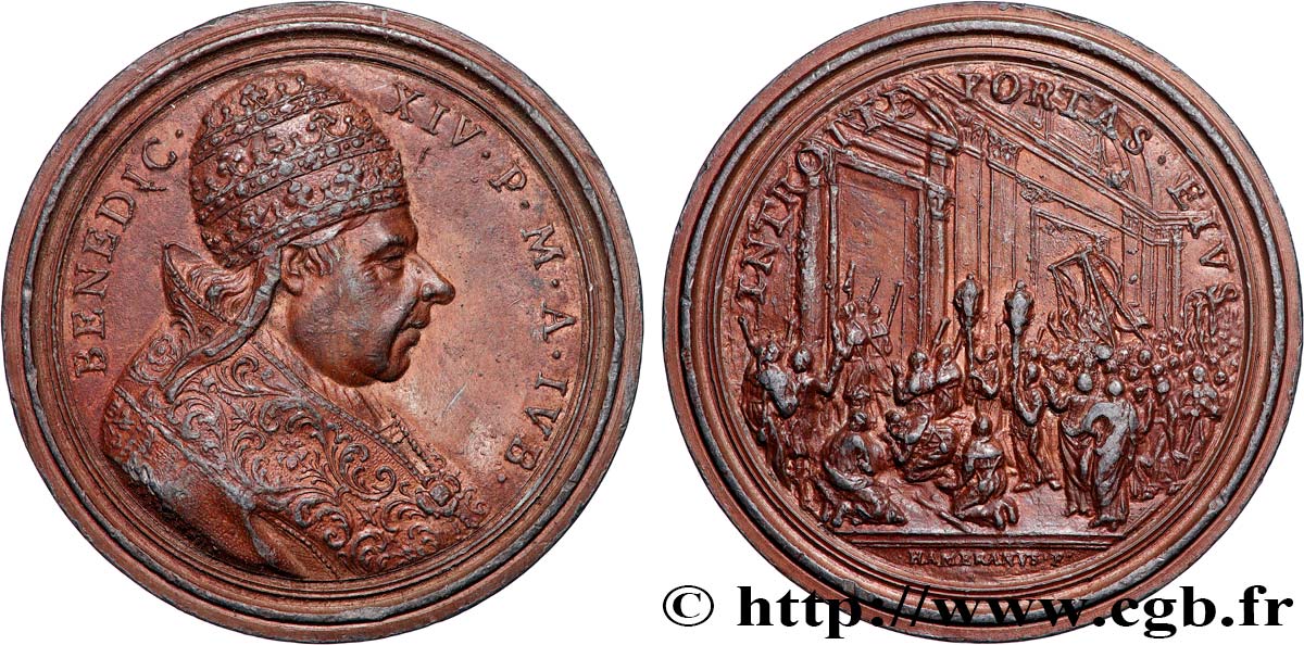 VATICANO E STATO PONTIFICIO Médaille, Benoît XIV, Ouverture de la Porte Sainte q.SPL