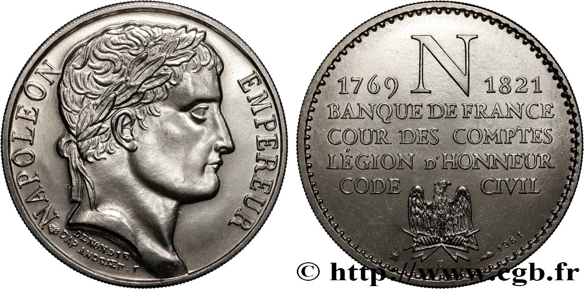 SÉRIE MÉTALLIQUE DES ROIS DE FRANCE Médaille, Napoléon Empereur, Banque de France EBC