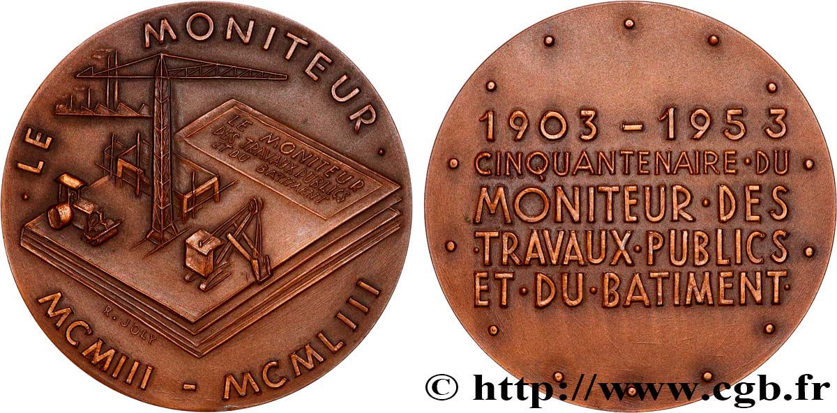 IV REPUBLIC Médaille, Cinquantenaire du Moniteur des travaux publics et du bâtiment AU