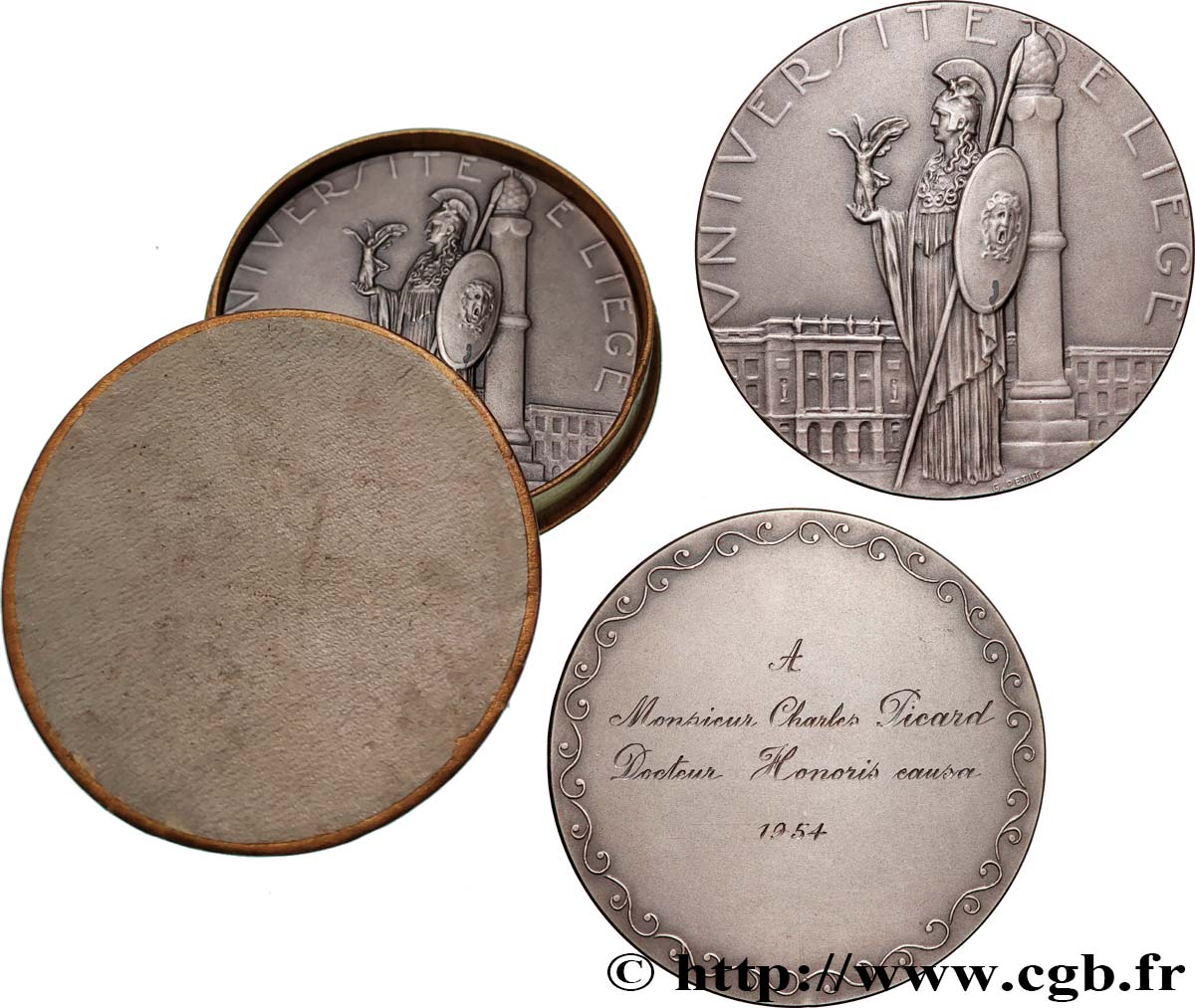 BÉLGICA Médaille, Université de Liège, Charles Picard EBC