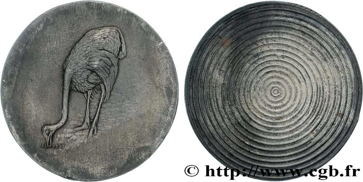 ANIMALS Médaille animalière - Autruche, Épreuve de contrôle du revers AU
