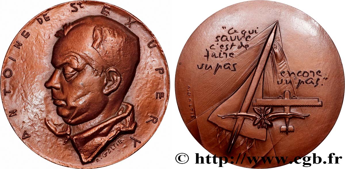 LITERATURE : WRITERS - POETS Médaille, Antoine de Saint-Exupéry VZ