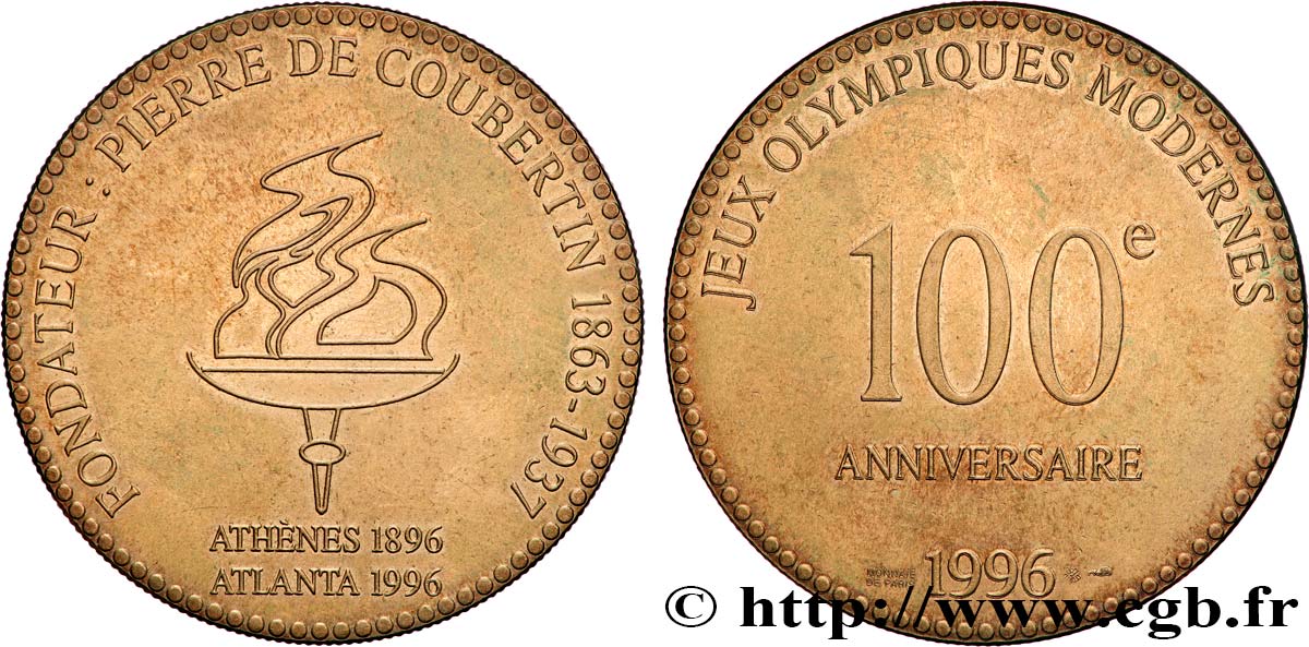 CINQUIÈME RÉPUBLIQUE Médaille, 100e anniversaire des JO modernes TTB+