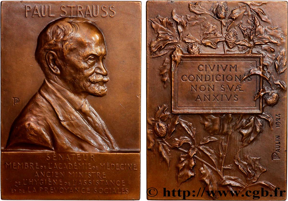 DRITTE FRANZOSISCHE REPUBLIK Plaquette, Paul Strauss SS/fVZ