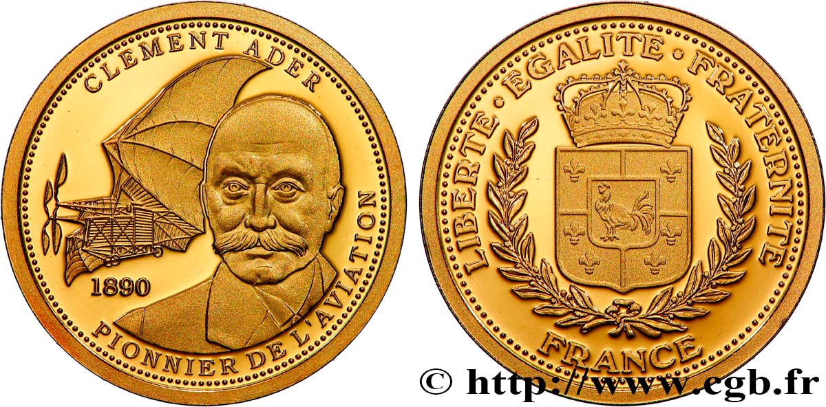 FUNFTE FRANZOSISCHE REPUBLIK Médaille, Clément Ader Polierte Platte