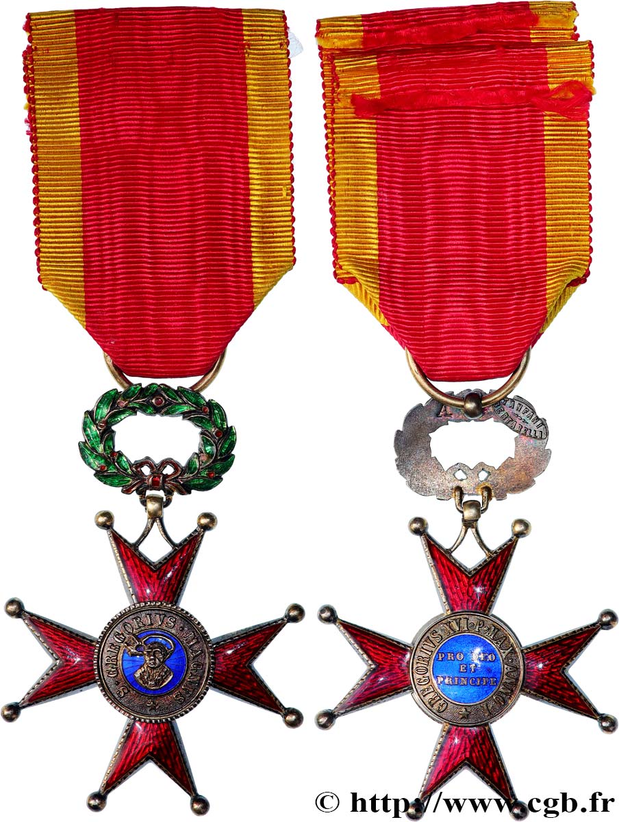 VATICAN - GRÉGOIRE XVI (Bartolomé Albert Cappellari) Médaille, Ordre de Saint-Grégoire-le-Grand, Chevalier EBC