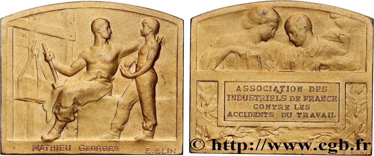 INSURANCES Médaille, Association des industriels de France contre les accidents du travail AU