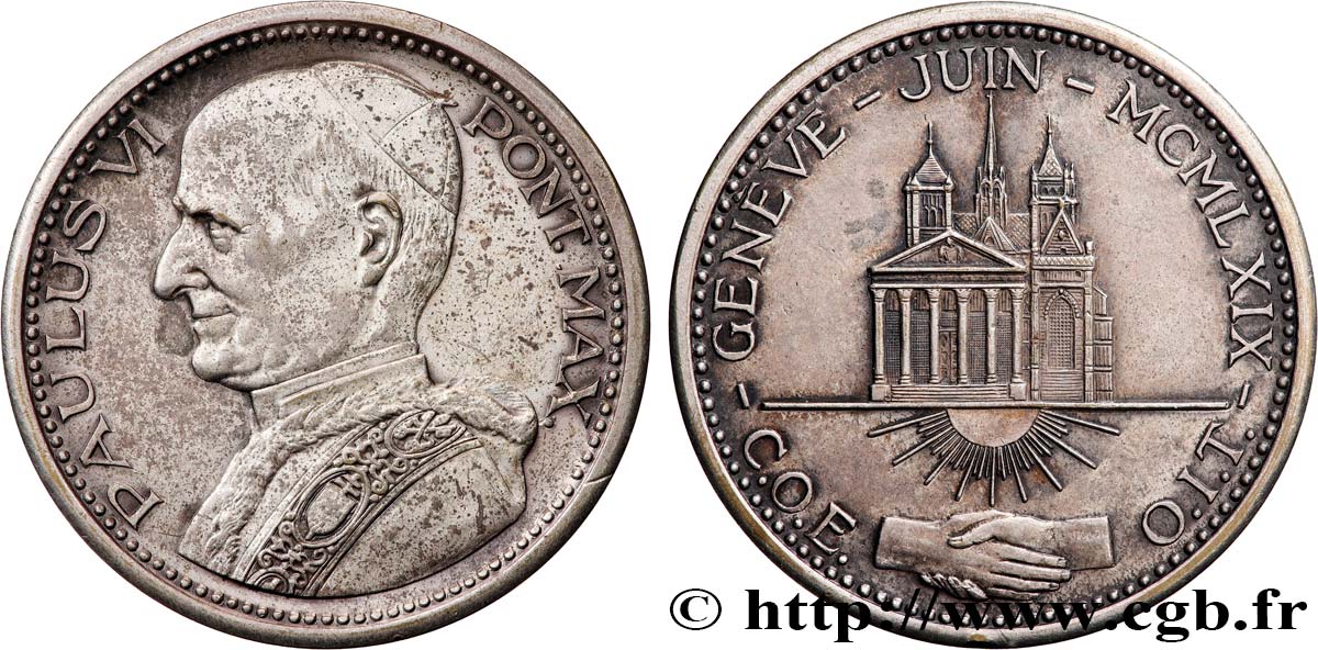 SUISSE - RÉPUBLIQUE DE GENÈVE Médaille, Visite de Paul VI à Genève TTB