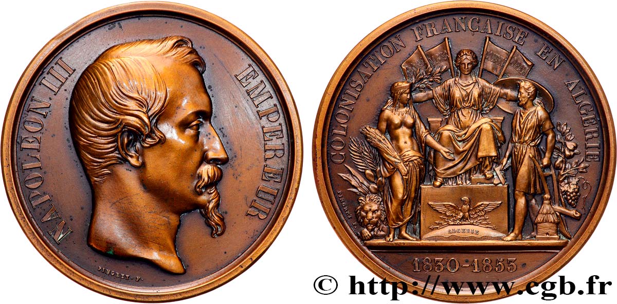 SECOND EMPIRE Médaille, Colonisation française en Algérie, refrappe XF/AU