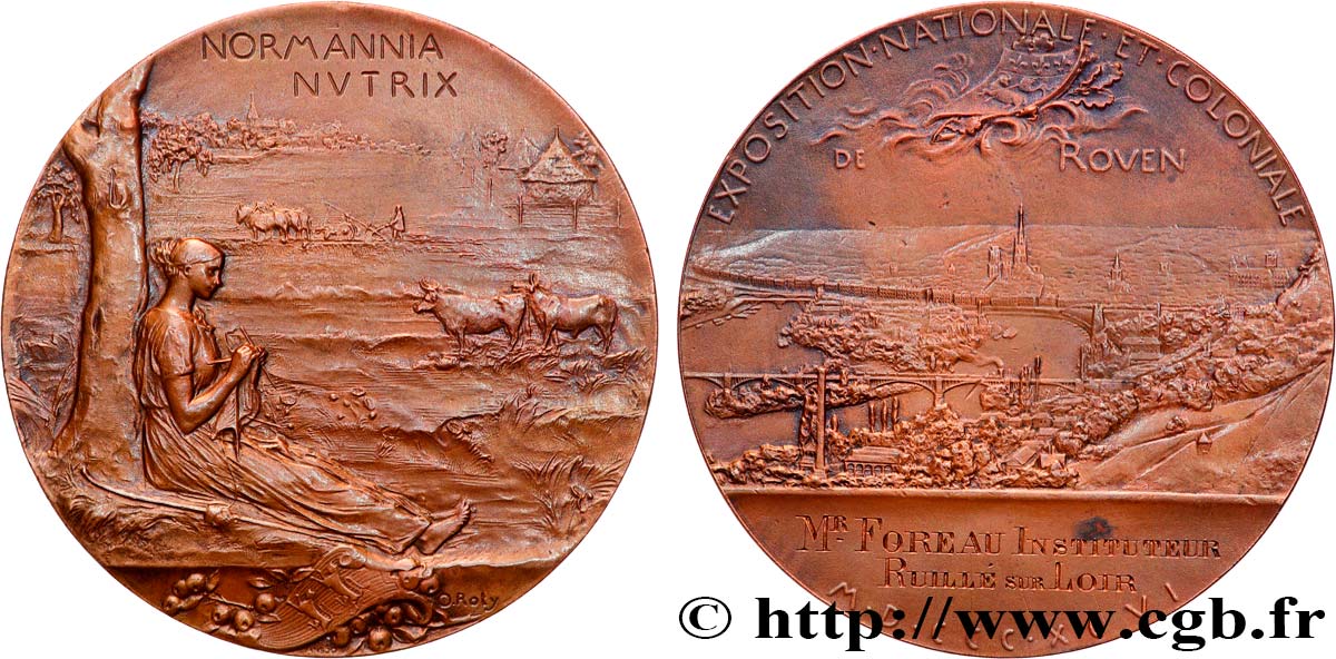 DRITTE FRANZOSISCHE REPUBLIK Médaille, Normannia Nutrix, Exposition Nationale et Coloniale fVZ