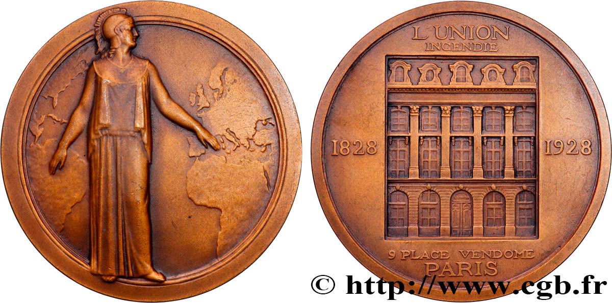 INSURANCES Médaille, Centenaire de l’Union incendie XF