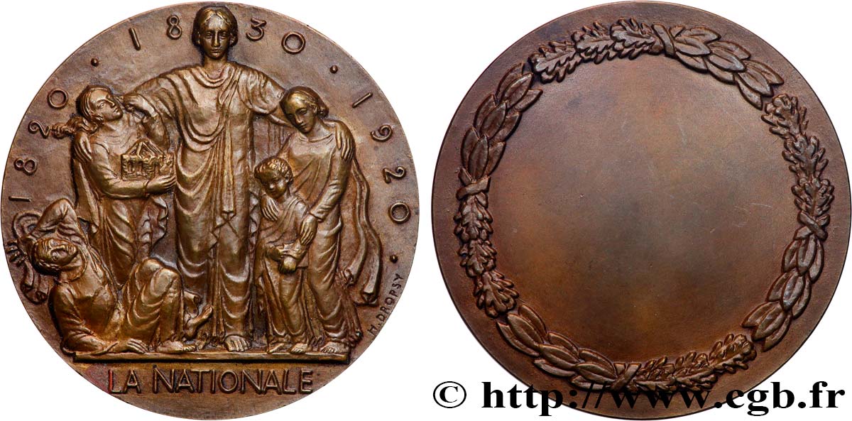 TROISIÈME RÉPUBLIQUE Médaille, Centenaire de La Nationale TTB+