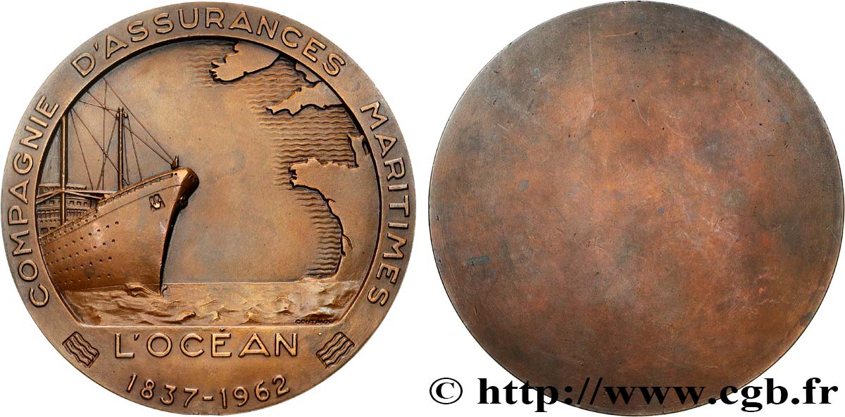 ASSURANCES Médaille, L’Océan, Compagnie d’assurances maritimes, n°121 TTB+