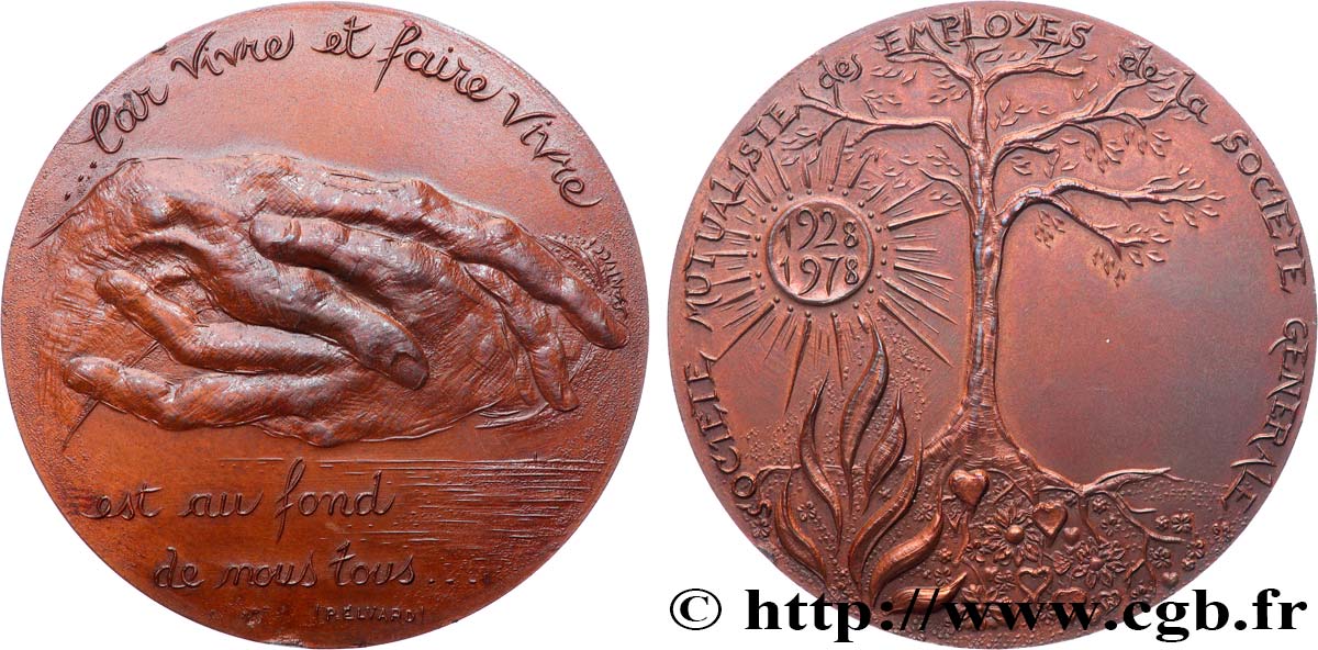 CINQUIÈME RÉPUBLIQUE Médaille, Cinquantenaire de la Société mutualiste des employés de la Société Générale TTB+