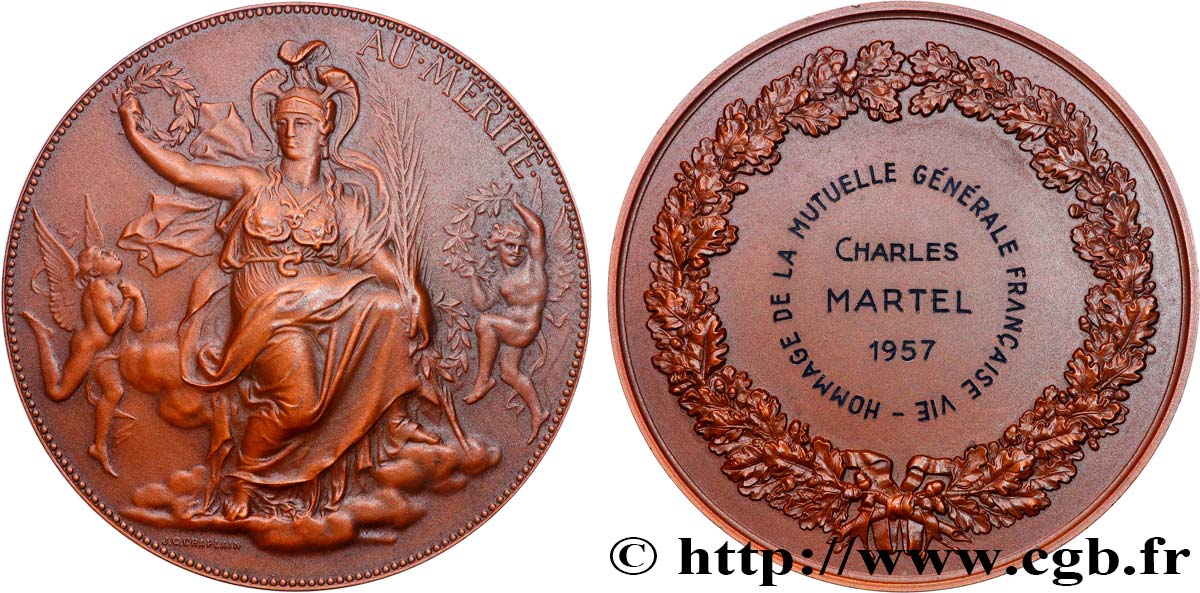 LES ASSURANCES Médaille, Hommage de la Mutuelle Générale Française Vie EBC