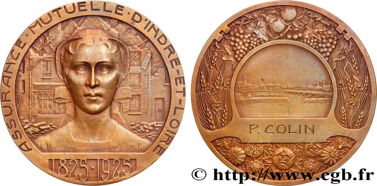 III REPUBLIC Médaille, 100e anniversaire, Assurance mutuelle d’Indre-et-Loire AU/AU