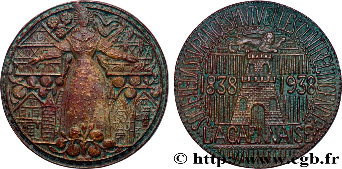 III REPUBLIC Médaille, Centenaire de La Caennaise AU