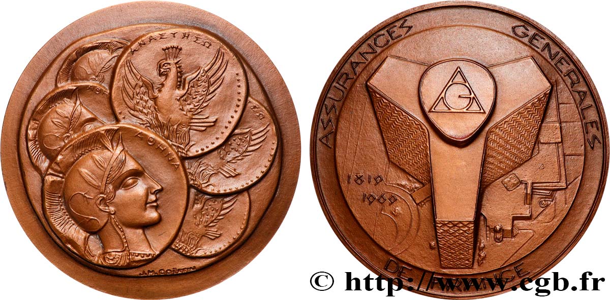 LES ASSURANCES Médaille, 150e anniversaire des Assurances générales de France SPL
