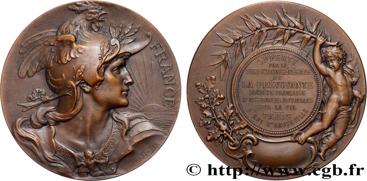 INSURANCES Médaille, Offerte par la Direction Générale de la Prévoyante AU
