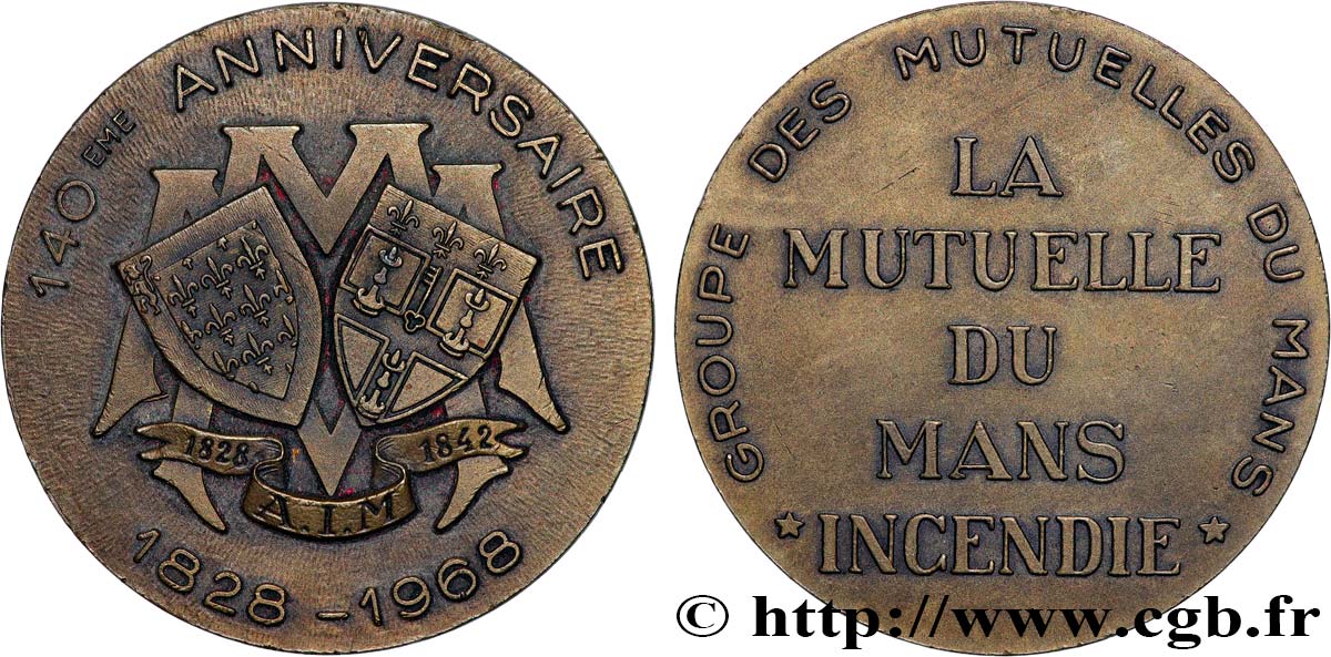 ASSURANCES Médaille, 140e anniversaire de la Mutuelle du Mans Incendie AU