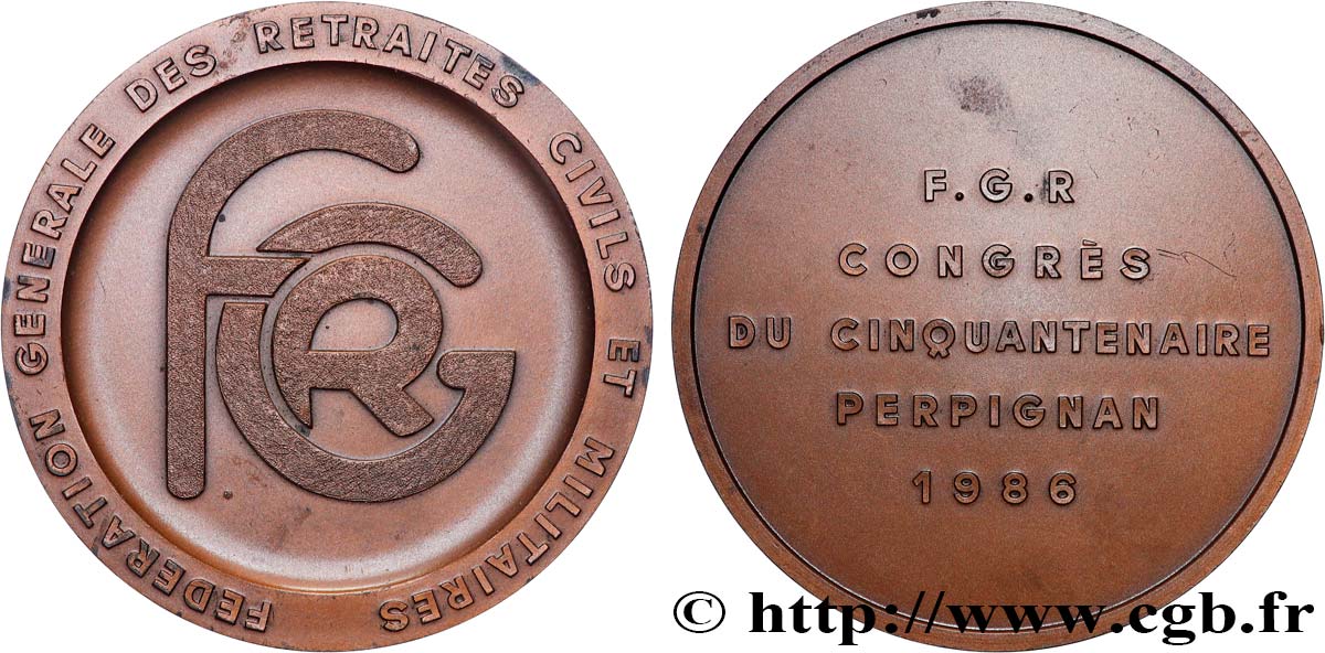 INSURANCES Médaille, Congrès du cinquantenaire de la fédération générale des retraites civils et militaires AU