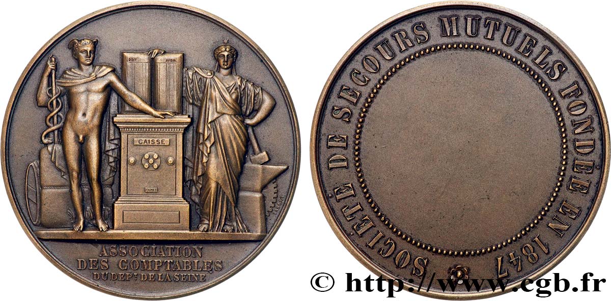CUARTA REPUBLICA FRANCESA Médaille de récompense, Société de secours mutuels, Association des comptables EBC