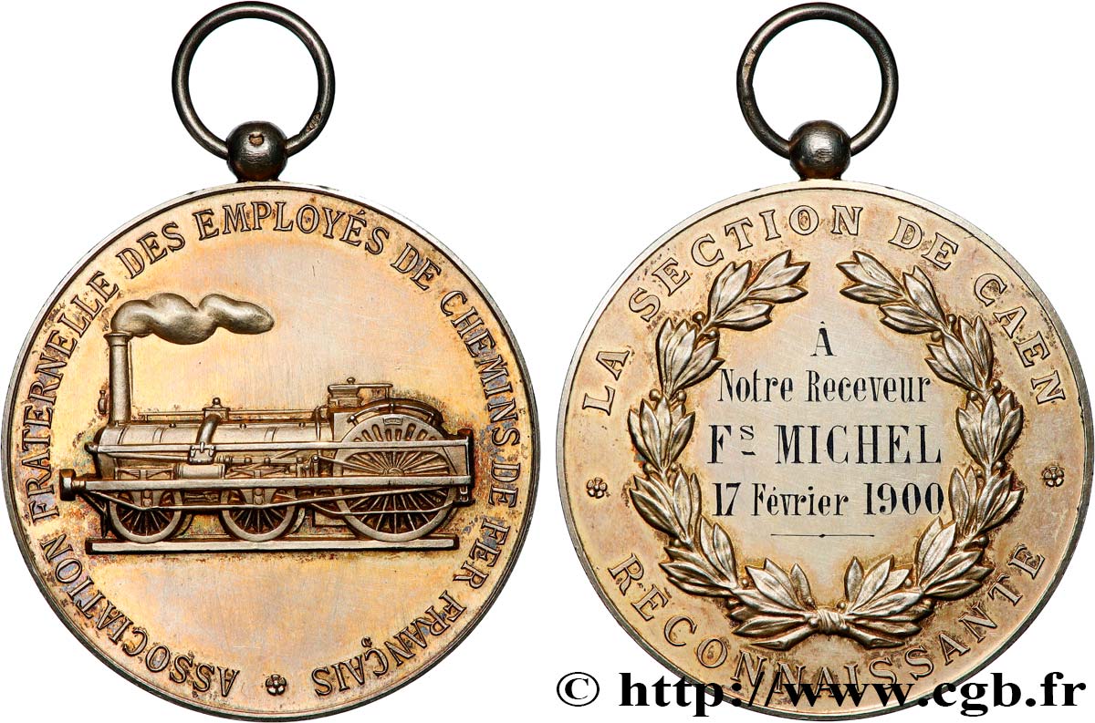 LES ASSURANCES Médaille, La protection mutuelle des employés de chemins de fer, Section de Caen fVZ