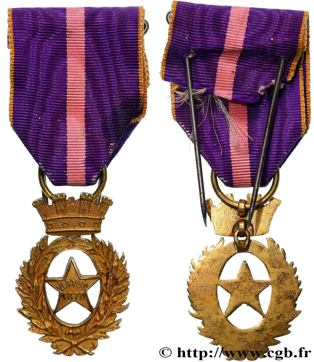 TROISIÈME RÉPUBLIQUE Médaille, Virtus 1870 TTB