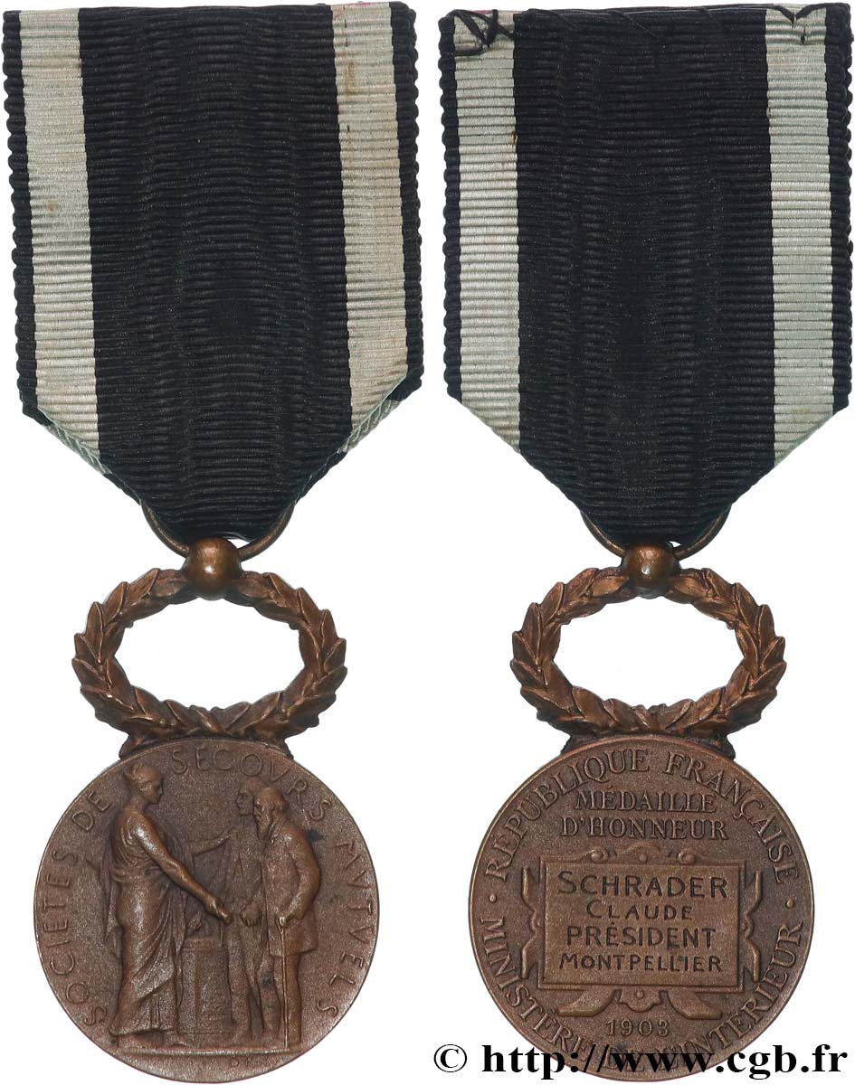ASSURANCES Médaille d’honneur, Société de secours mutuels AU