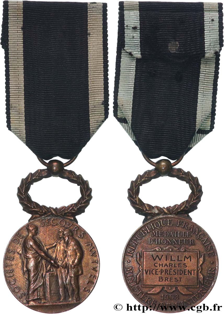 ASSURANCES Médaille d’honneur, Société de secours mutuels TTB