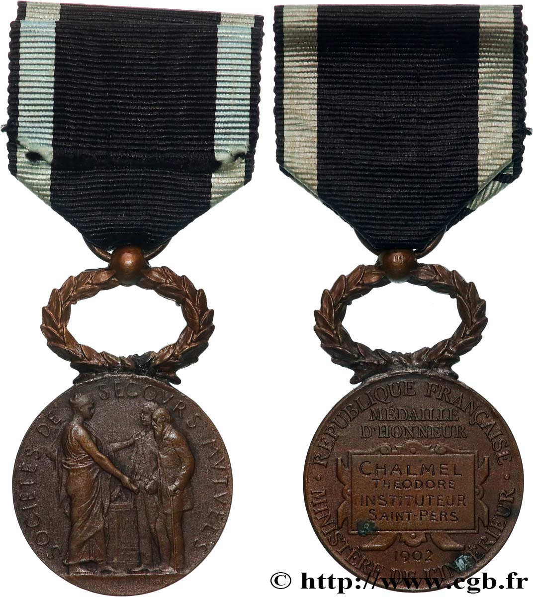 INSURANCES Médaille d’honneur, Société de secours mutuels AU/XF