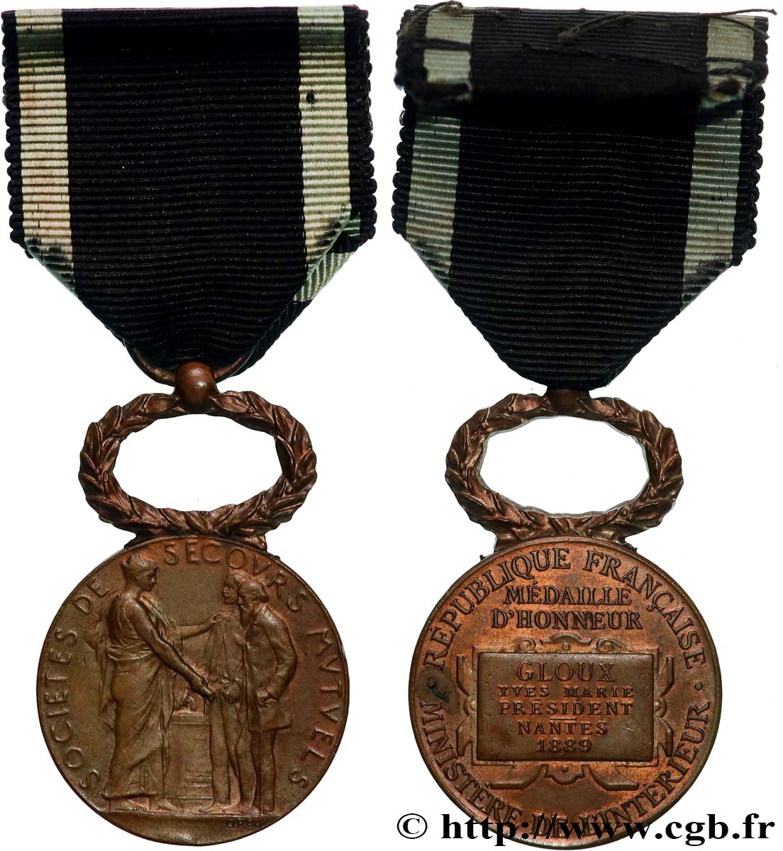 INSURANCES Médaille d’honneur, Société de secours mutuels XF/AU