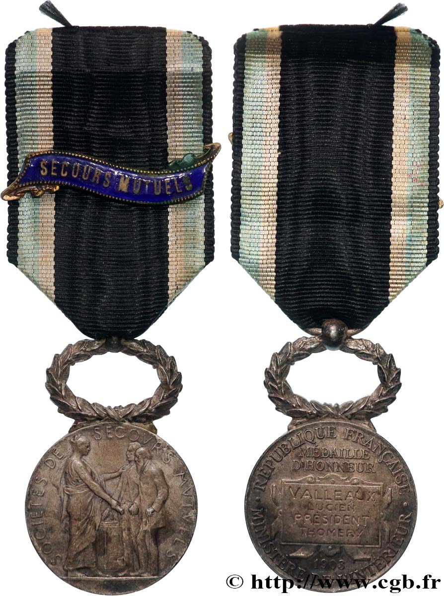 LES ASSURANCES Médaille d’honneur, Société de secours mutuels MBC