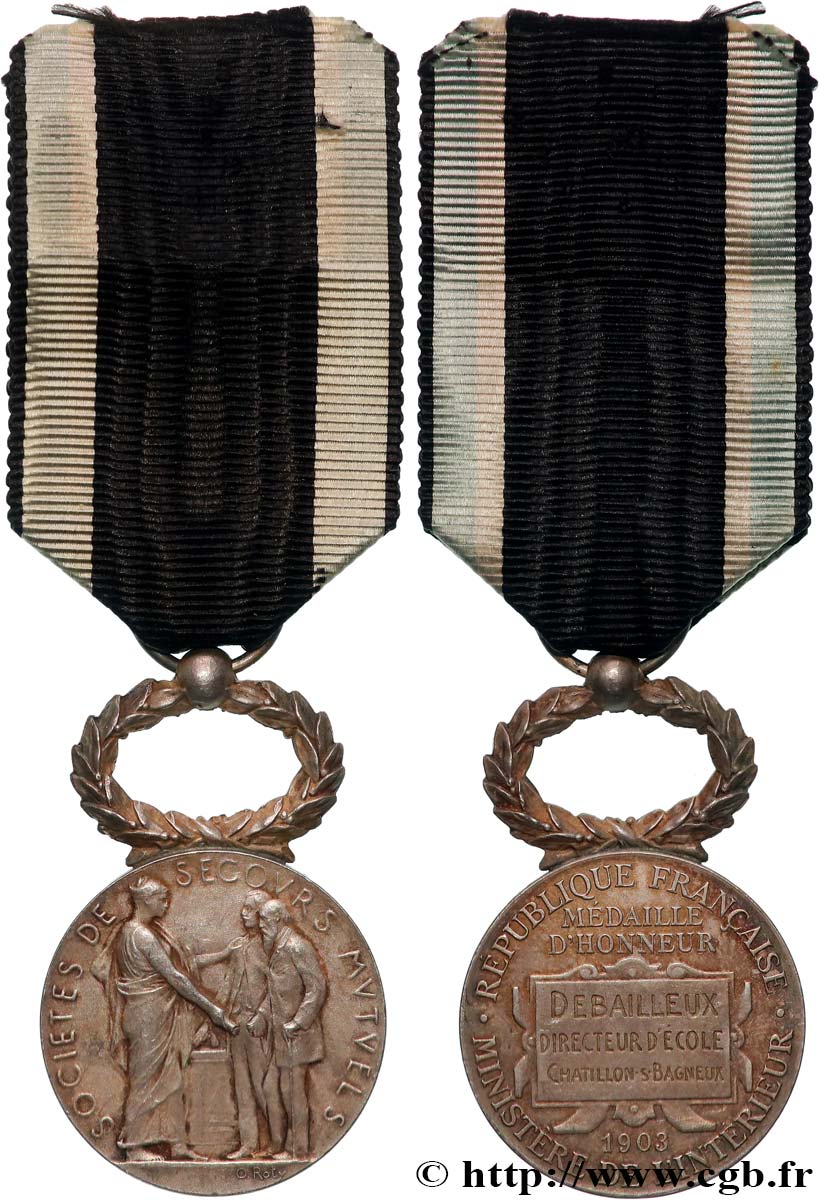 INSURANCES Médaille d’honneur, Société de secours mutuels AU