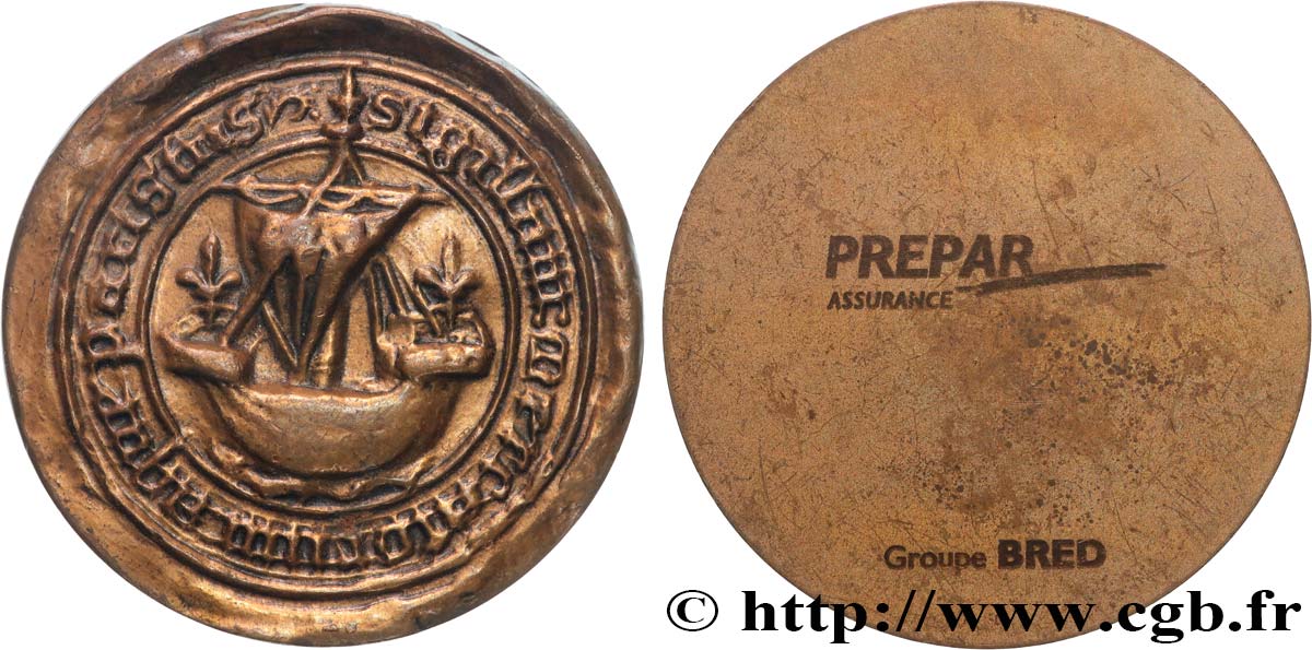 LES ASSURANCES Médaille, Reproduction du Sceau de Paris q.SPL