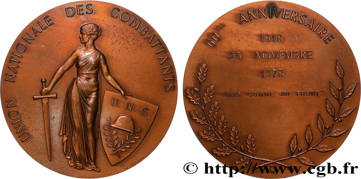 FUNFTE FRANZOSISCHE REPUBLIK Médaille, Union nationale des combattants fVZ