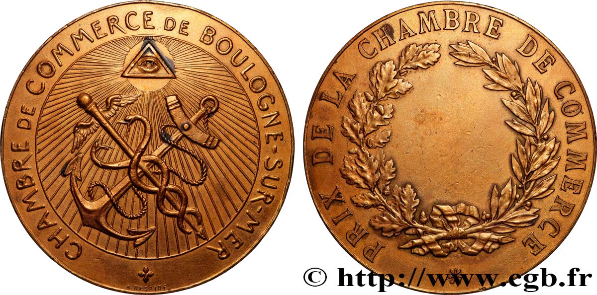 TROISIÈME RÉPUBLIQUE Médaille, Prix de la chambre de commerce TTB