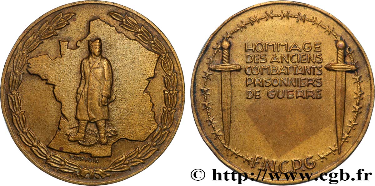 CINQUIÈME RÉPUBLIQUE Médaille, Hommage des anciens combattants, prisonniers de guerre TTB+