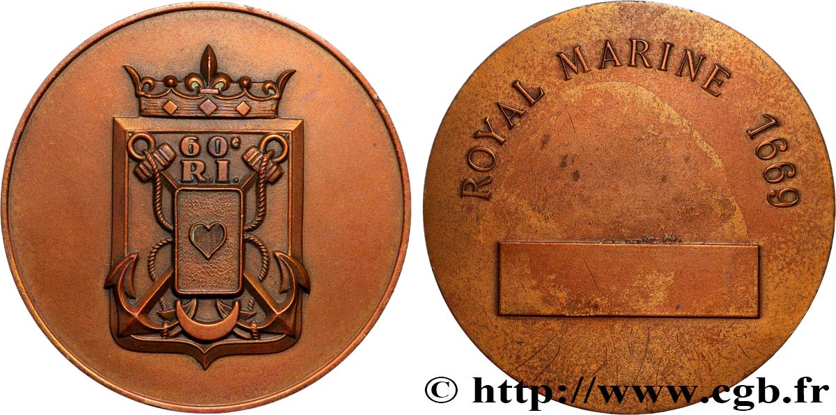 FUNFTE FRANZOSISCHE REPUBLIK Médaille, 60e Régiment d’Infanterie, Royal Marine 1669 SS