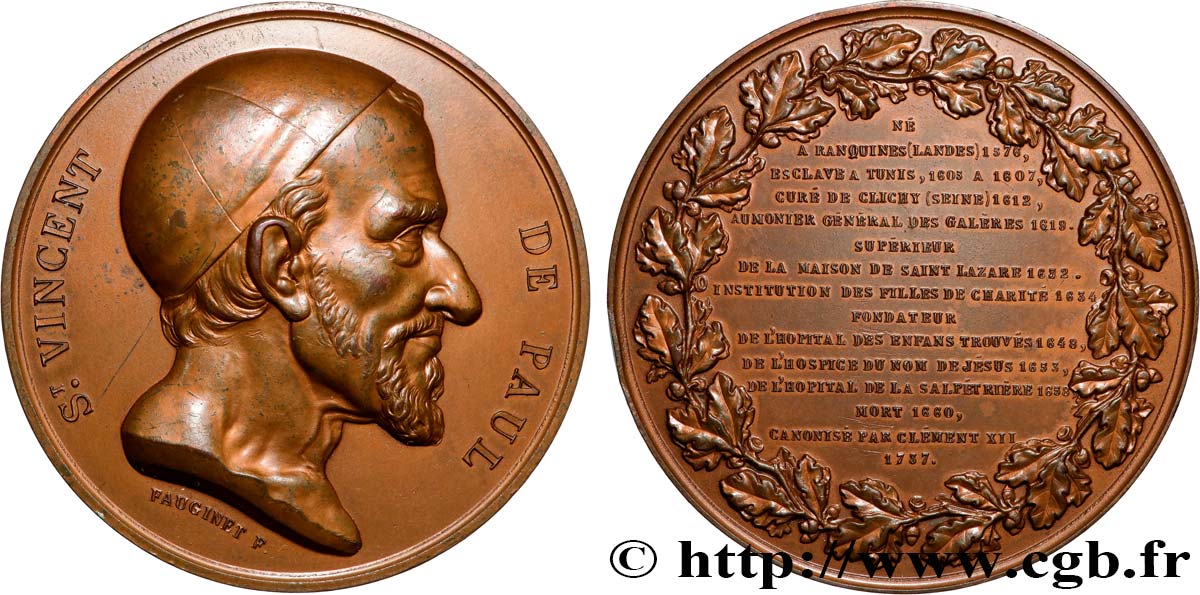 MÉDAILLES RELIGIEUSES Médaille, Saint Vincent de Paul, refrappe TTB+