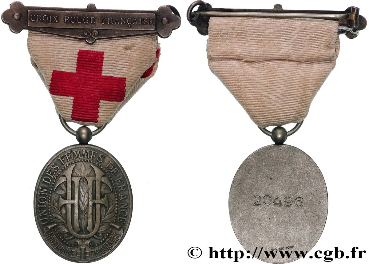 TROISIÈME RÉPUBLIQUE Médaille, Union des Femmes de France, Croix Rouge TTB