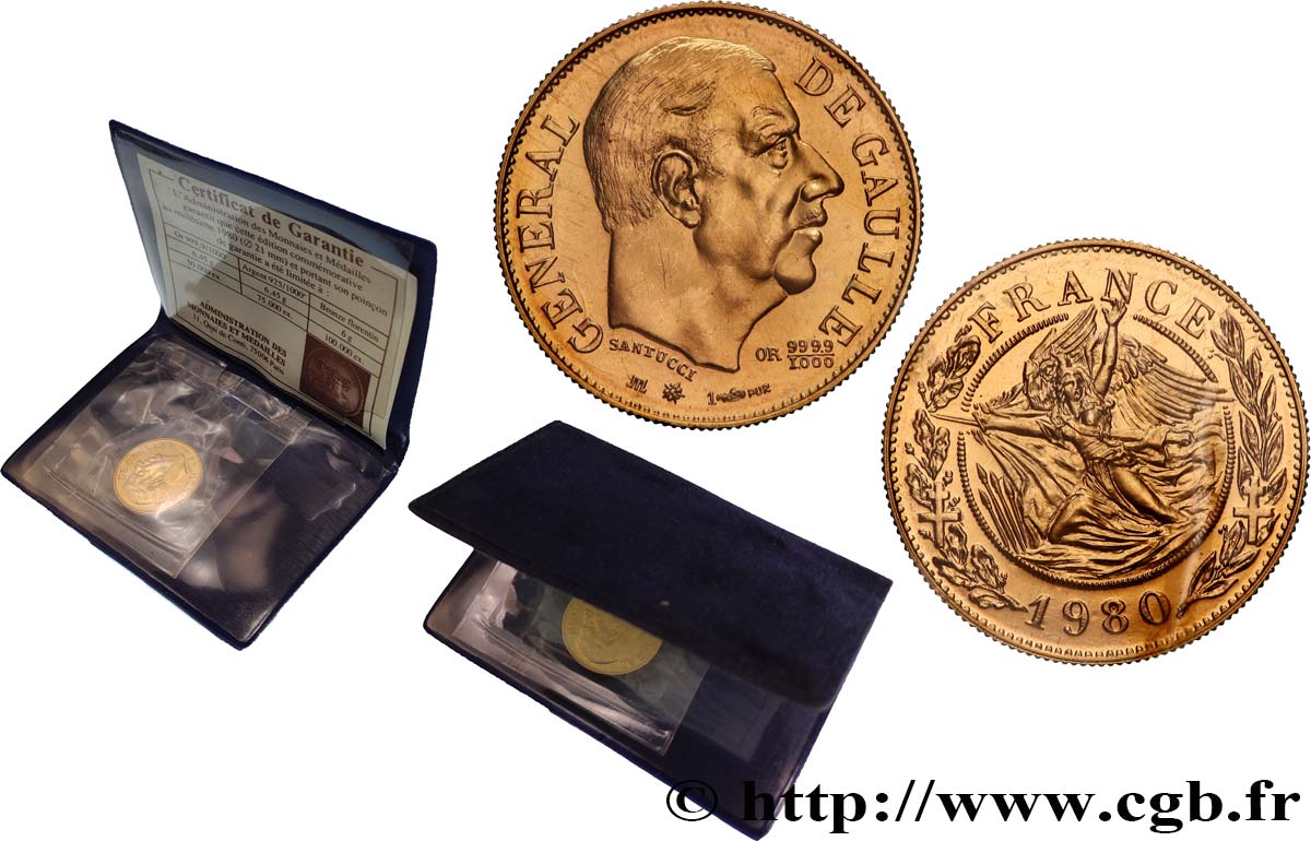 FUNFTE FRANZOSISCHE REPUBLIK Médaille, module de 20 francs, Charles de Gaulle ST